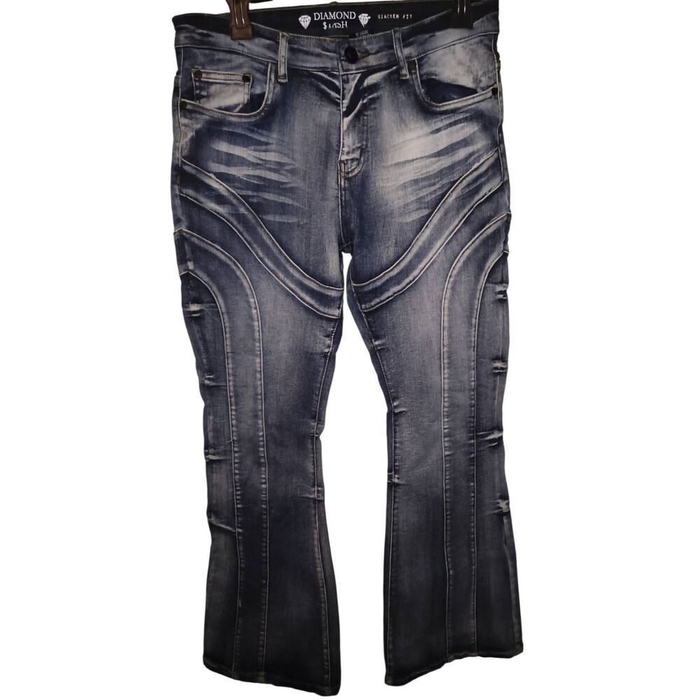 Diamond $tash Diamond Stash streetwear jeans Size 11 black acid-wash